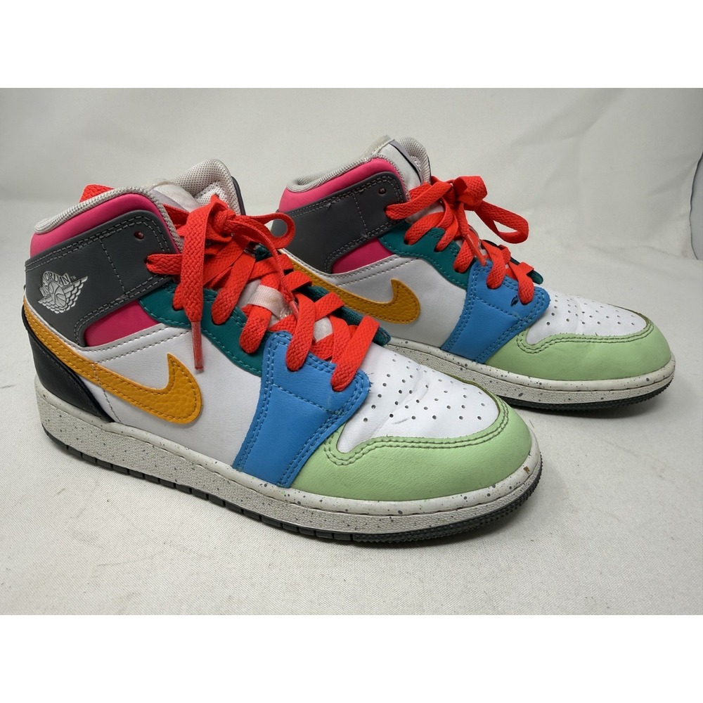 Nike Air Jordan 1 Mid SE Multicolor Basketball Sneakers Kids 4Y (No Inserts)